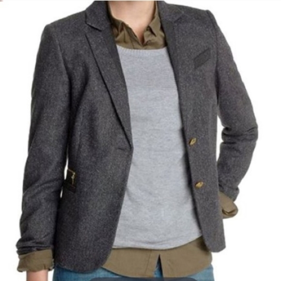 J. Crew Jackets & Blazers - J. Crew Gray 100% Wool with Gold Buttons Size 6